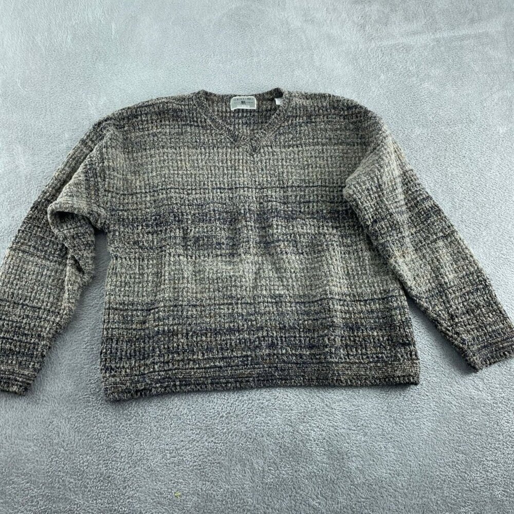 Vintage Idea Uomo Acrylic Wool Womens Sweater XL Gray & Black 4604